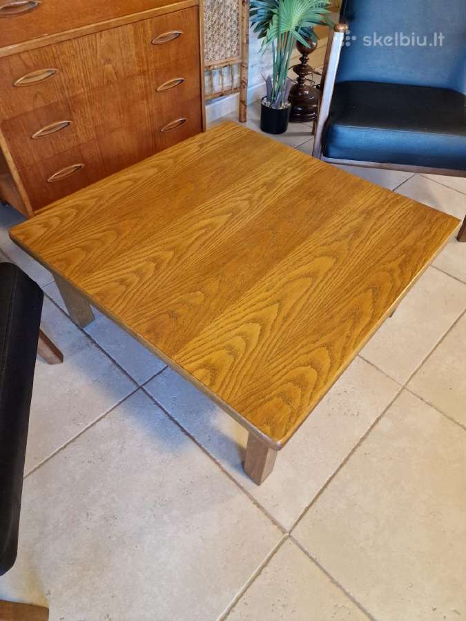 Vintažinis mid century ąžuolinis kavos staliukas - nuotraukos Nr. 15