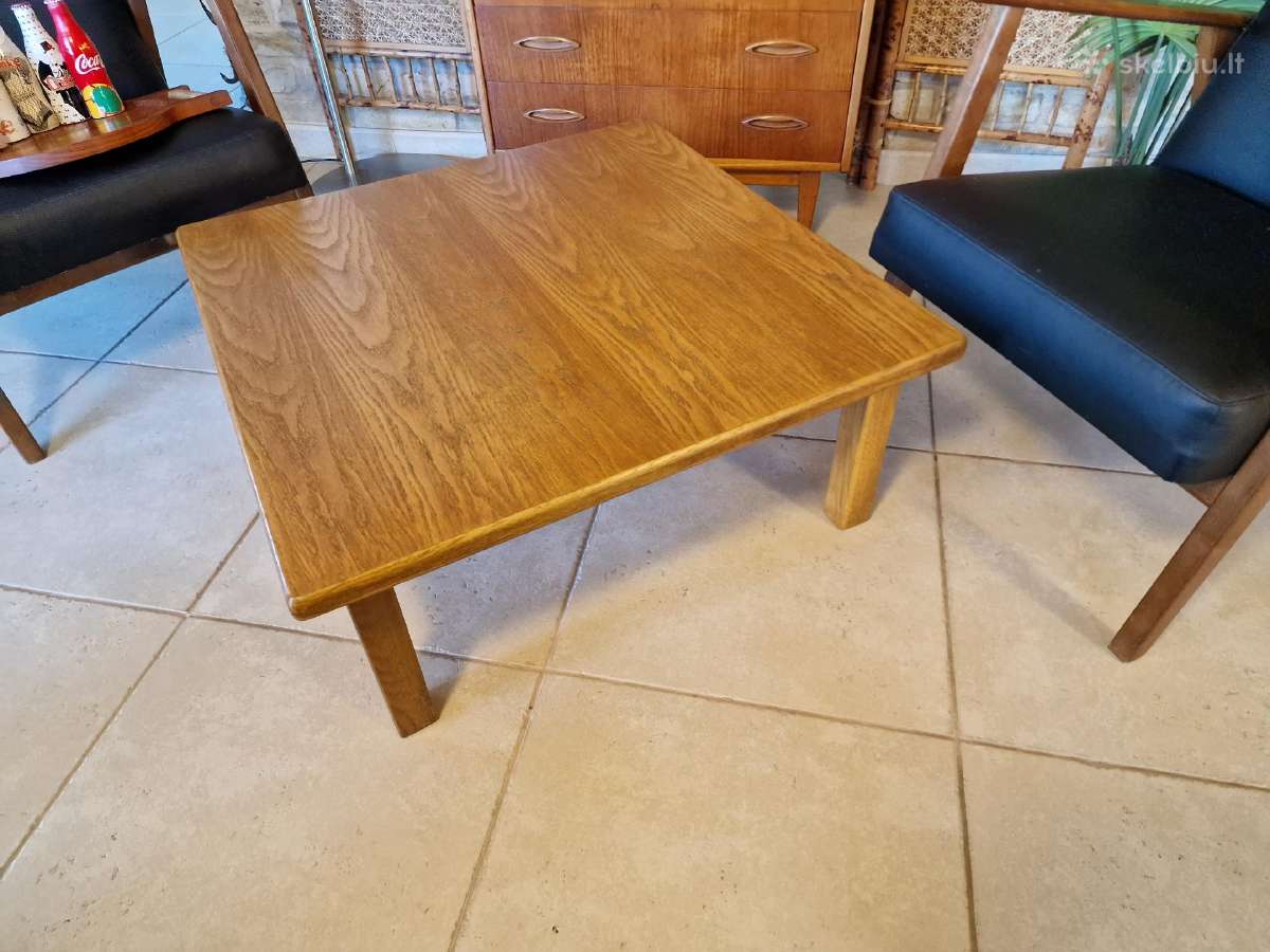 Vintažinis mid century ąžuolinis kavos staliukas - nuotraukos Nr. 16