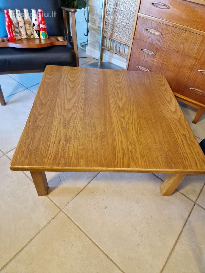Vintažinis mid century ąžuolinis kavos staliukas - nuotraukos Nr. 21