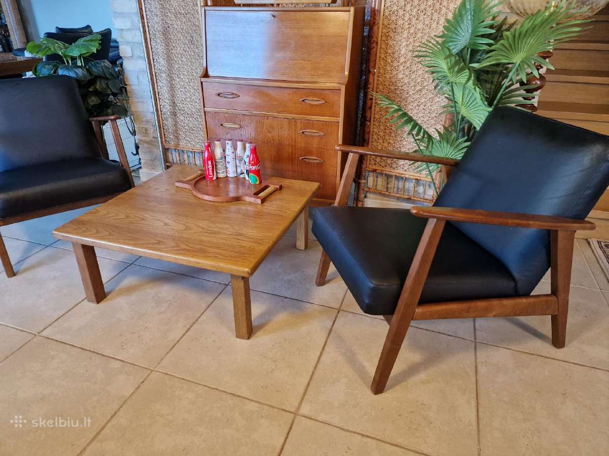 Vintažinis mid century ąžuolinis kavos staliukas - nuotraukos Nr. 25