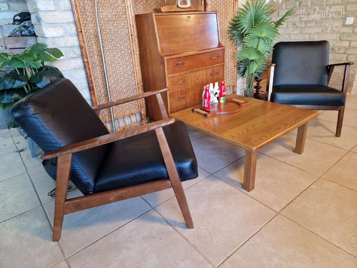 Vintažinis mid century ąžuolinis kavos staliukas - nuotraukos Nr. 26