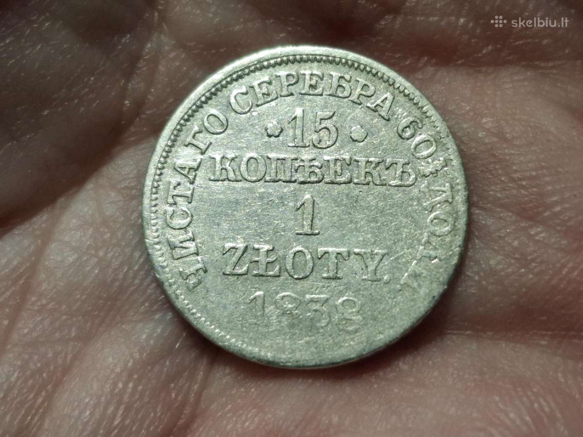 Lenkija 15 kapeikų 1 zlotas 1838 sidabras