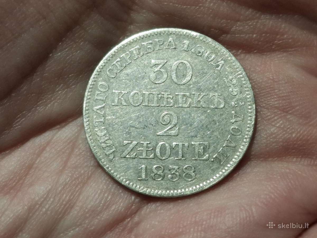 Lenkija 30 kapeikų 2 zlotai 1838 sidabras