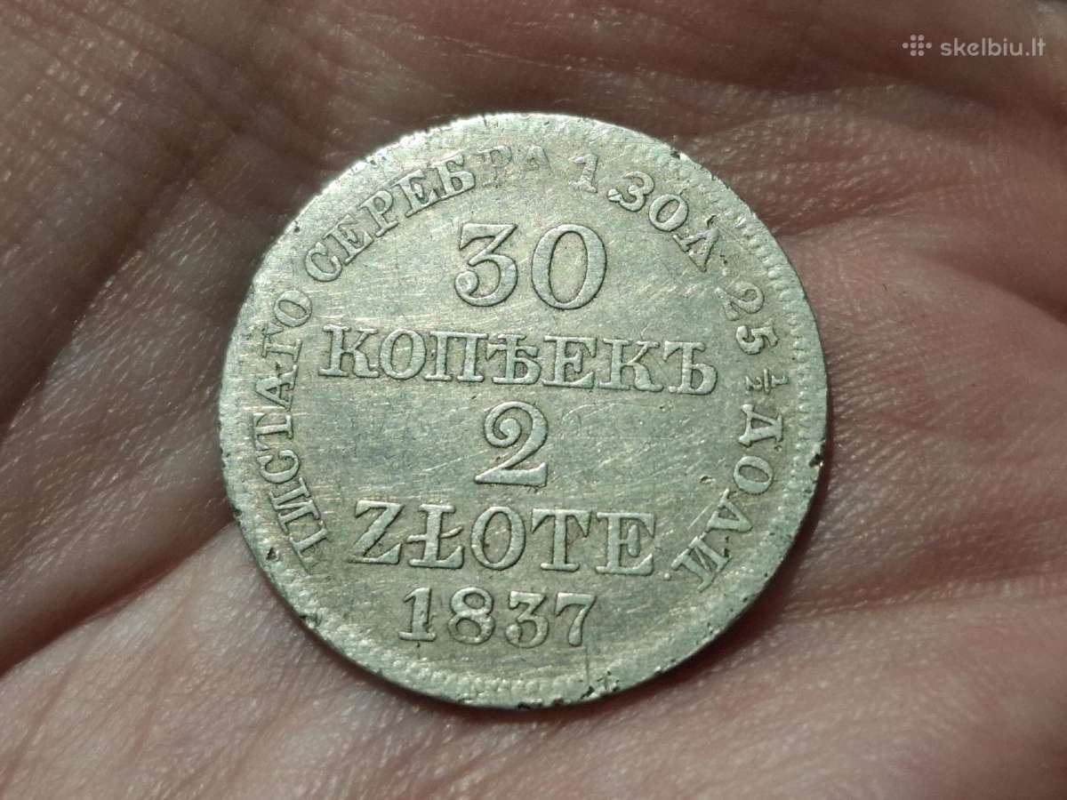 Lenkija 30 kapeikų 2 zlotai 1837 sidabras