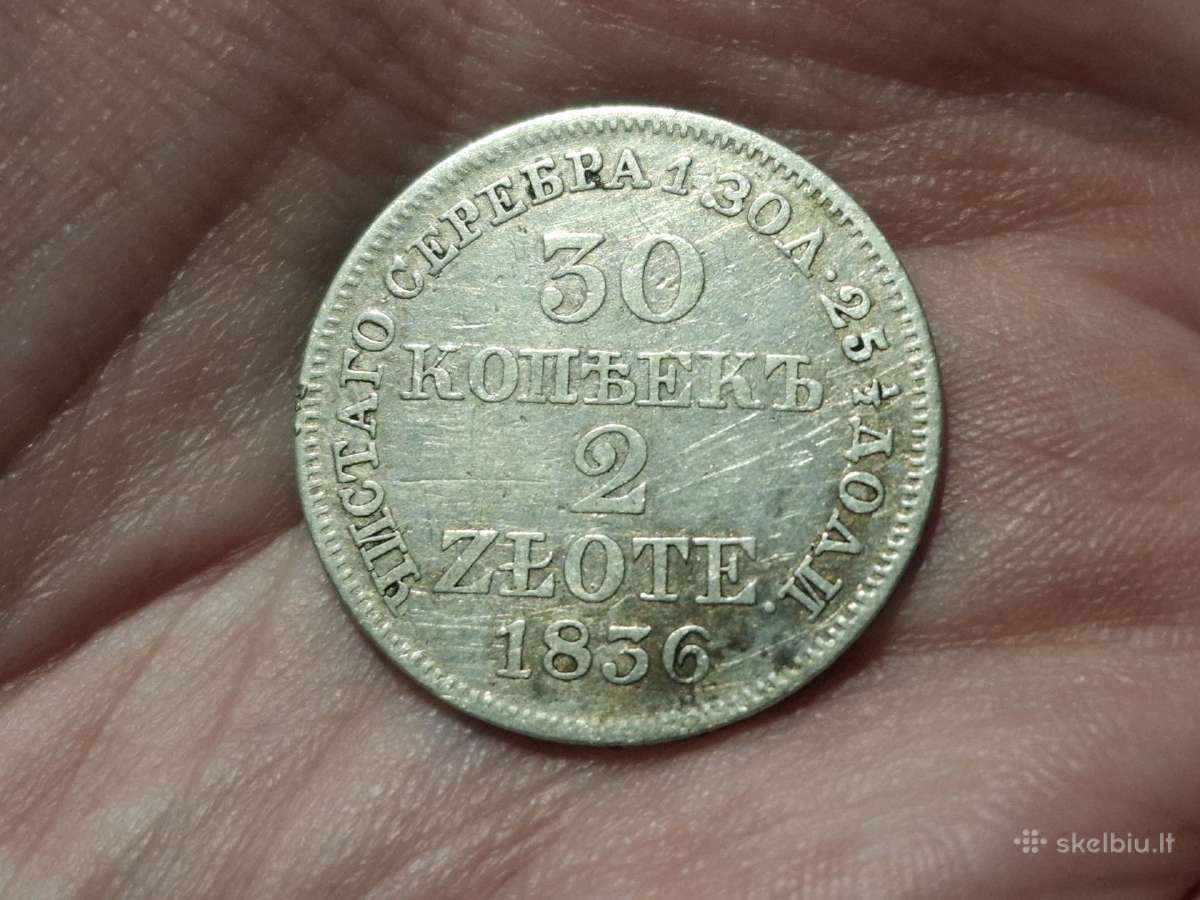 Lenkija 30 kapeikų 2 zlotai 1836 sidabras