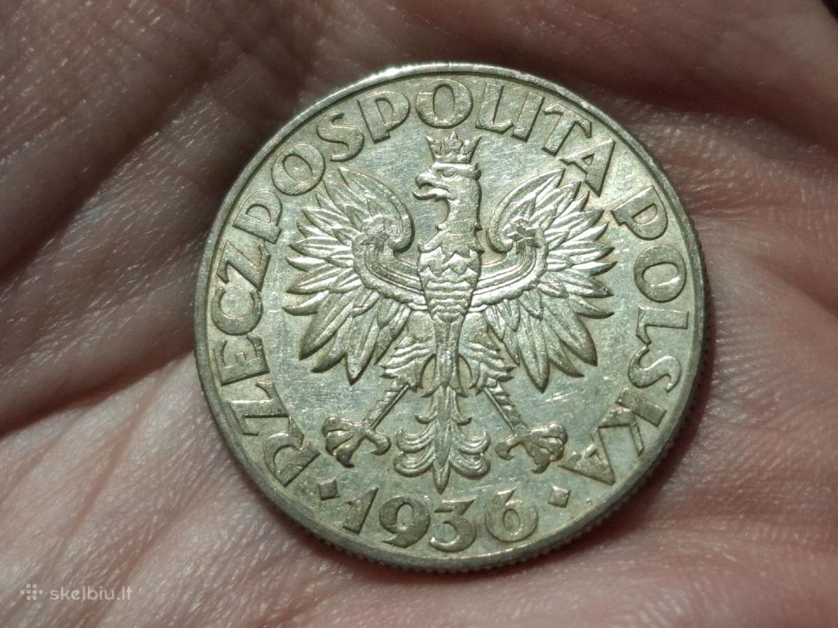 Lenkija 5 zlotai 1936 sidabras - nuotraukos Nr. 2