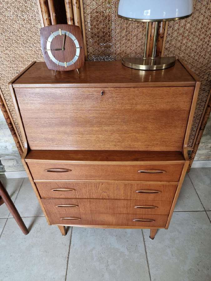 Vintažinė mid century tikmedžio komoda/sekreteras - nuotraukos Nr. 6