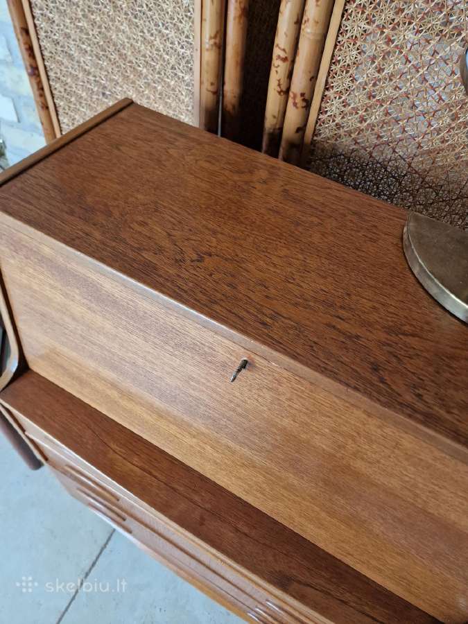 Vintažinė mid century tikmedžio komoda/sekreteras - nuotraukos Nr. 7