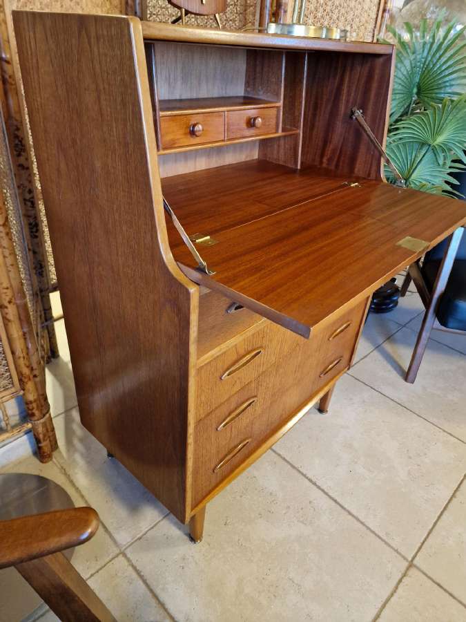 Vintažinė mid century tikmedžio komoda/sekreteras - nuotraukos Nr. 11