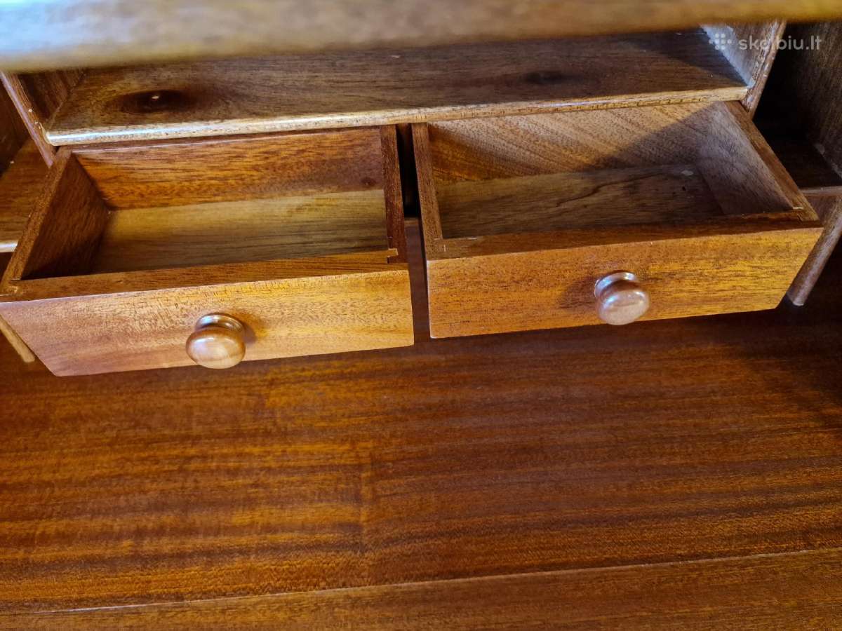 Vintažinė mid century tikmedžio komoda/sekreteras - nuotraukos Nr. 12