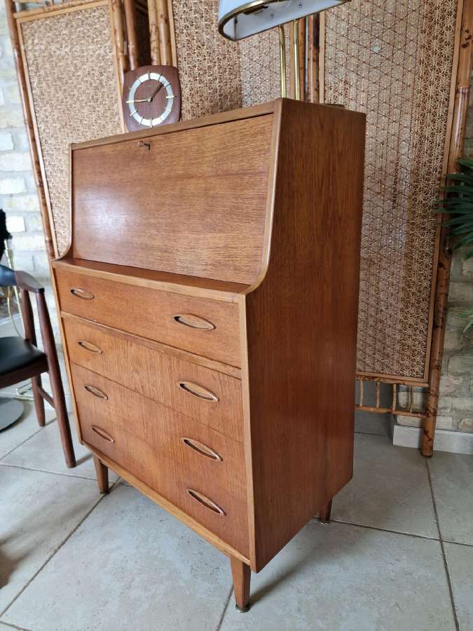 Vintažinė mid century tikmedžio komoda/sekreteras - nuotraukos Nr. 32