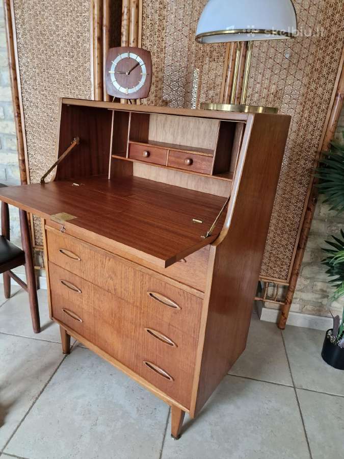 Vintažinė mid century tikmedžio komoda/sekreteras - nuotraukos Nr. 33