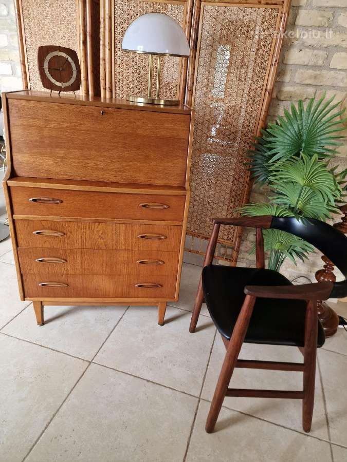 Vintažinė mid century tikmedžio komoda/sekreteras - nuotraukos Nr. 36