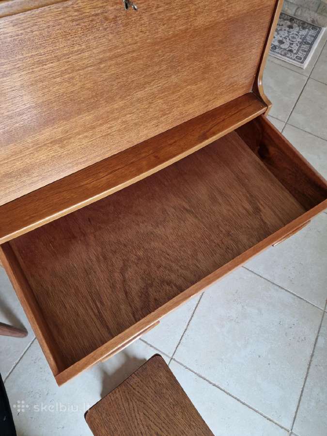Vintažinė mid century tikmedžio komoda/sekreteras - nuotraukos Nr. 37