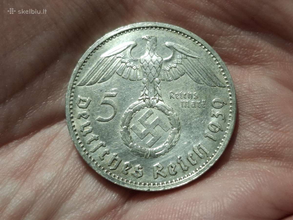 Vokietija 5 mark 1939 E sidabras