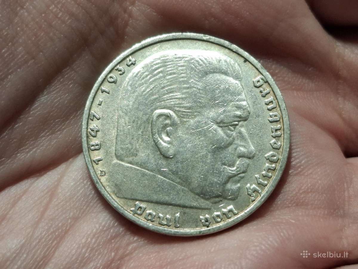 Vokietija 5 mark 1938 D sidabras - nuotraukos Nr. 2