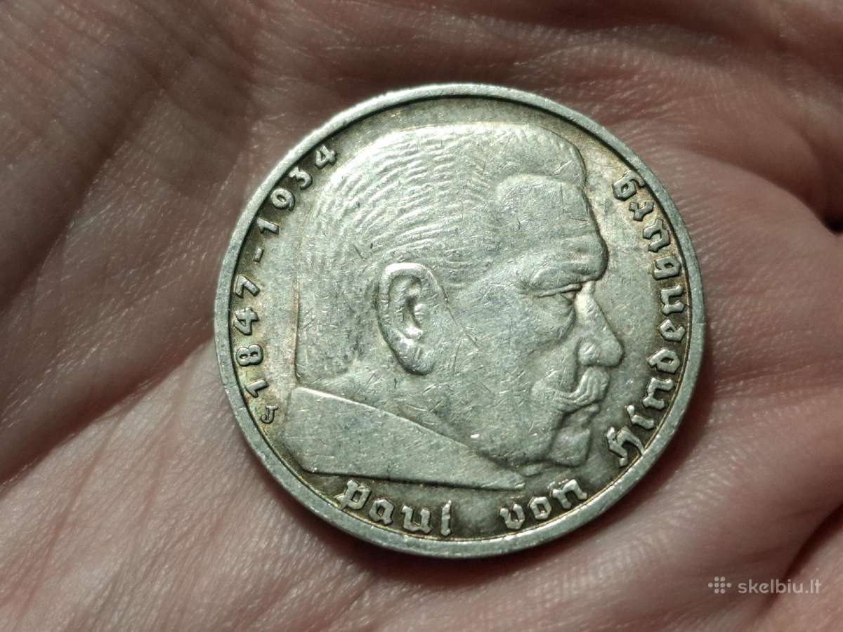 Vokietija 5 mark 1938 J sidabras - nuotraukos Nr. 2