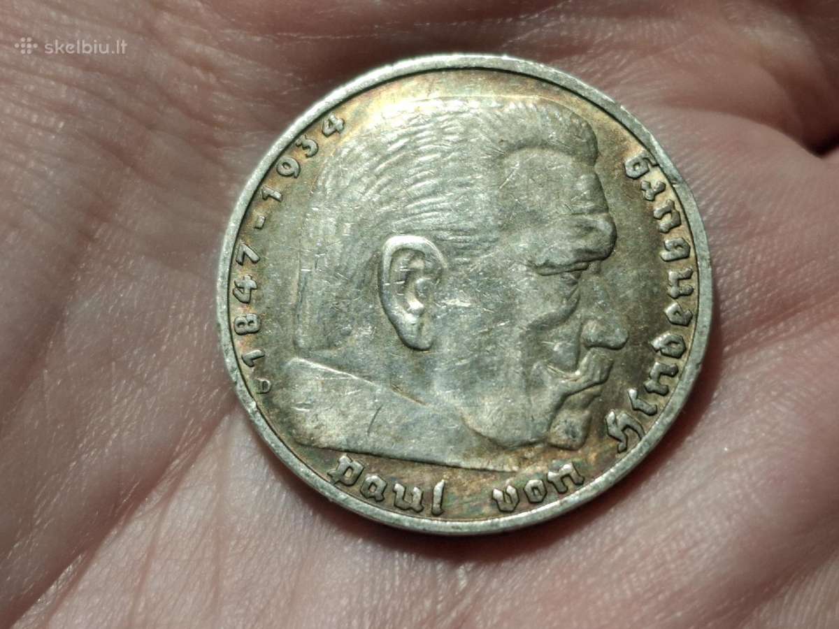 Vokietija 5 mark 1937 D sidabras - nuotraukos Nr. 2