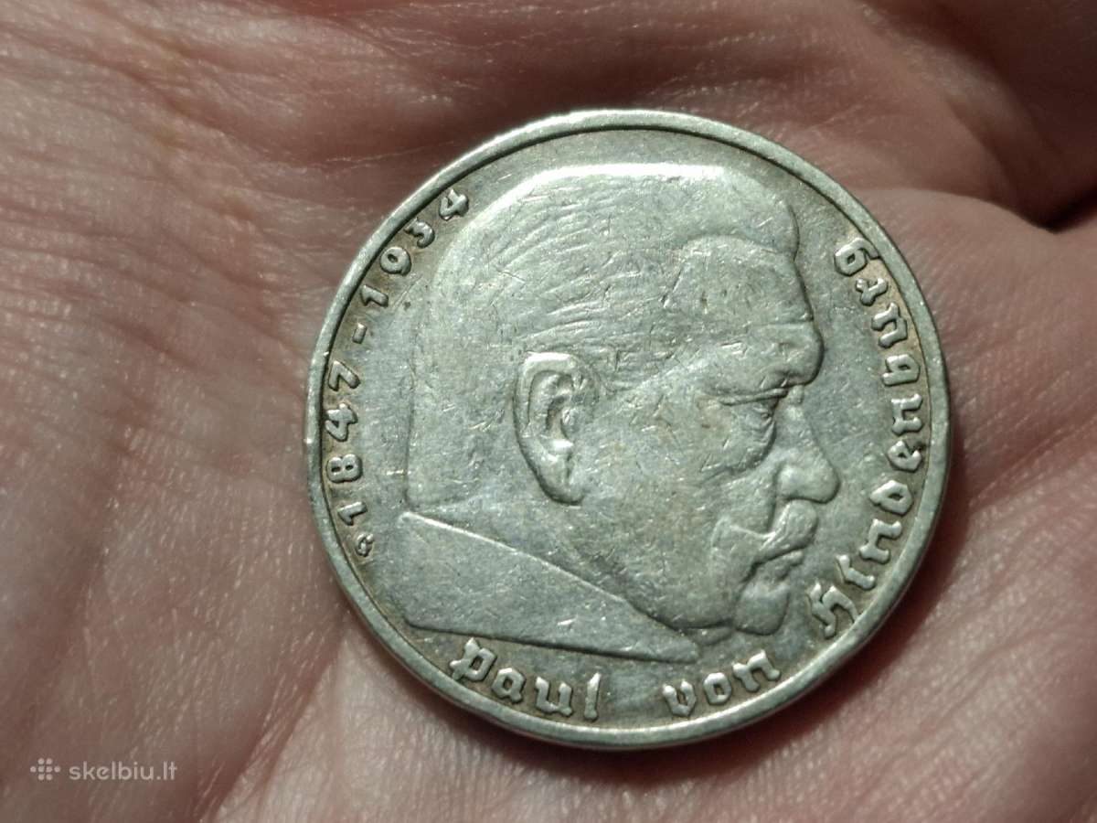 Vokietija 5 mark 1937 G sidabras - nuotraukos Nr. 2