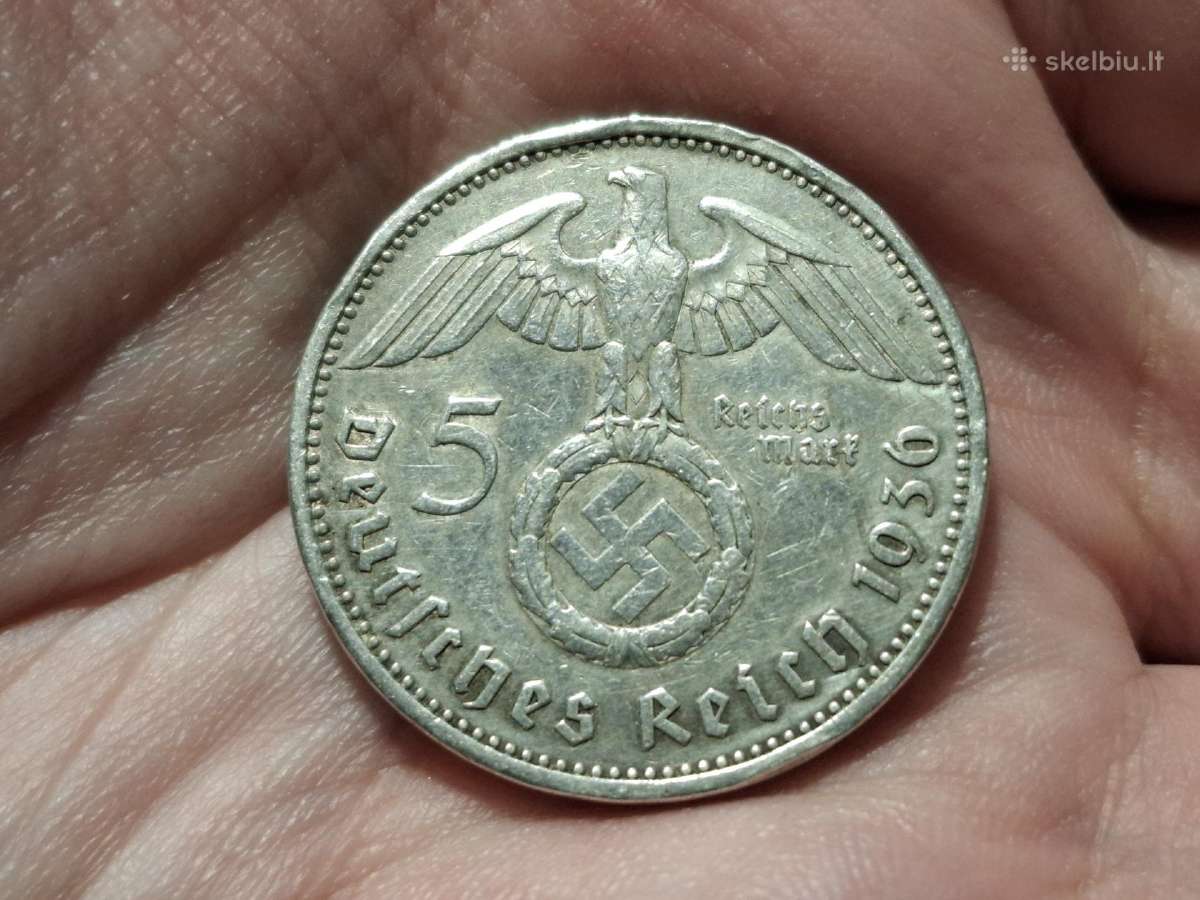 Vokietija 5 mark 1936 A sidabras