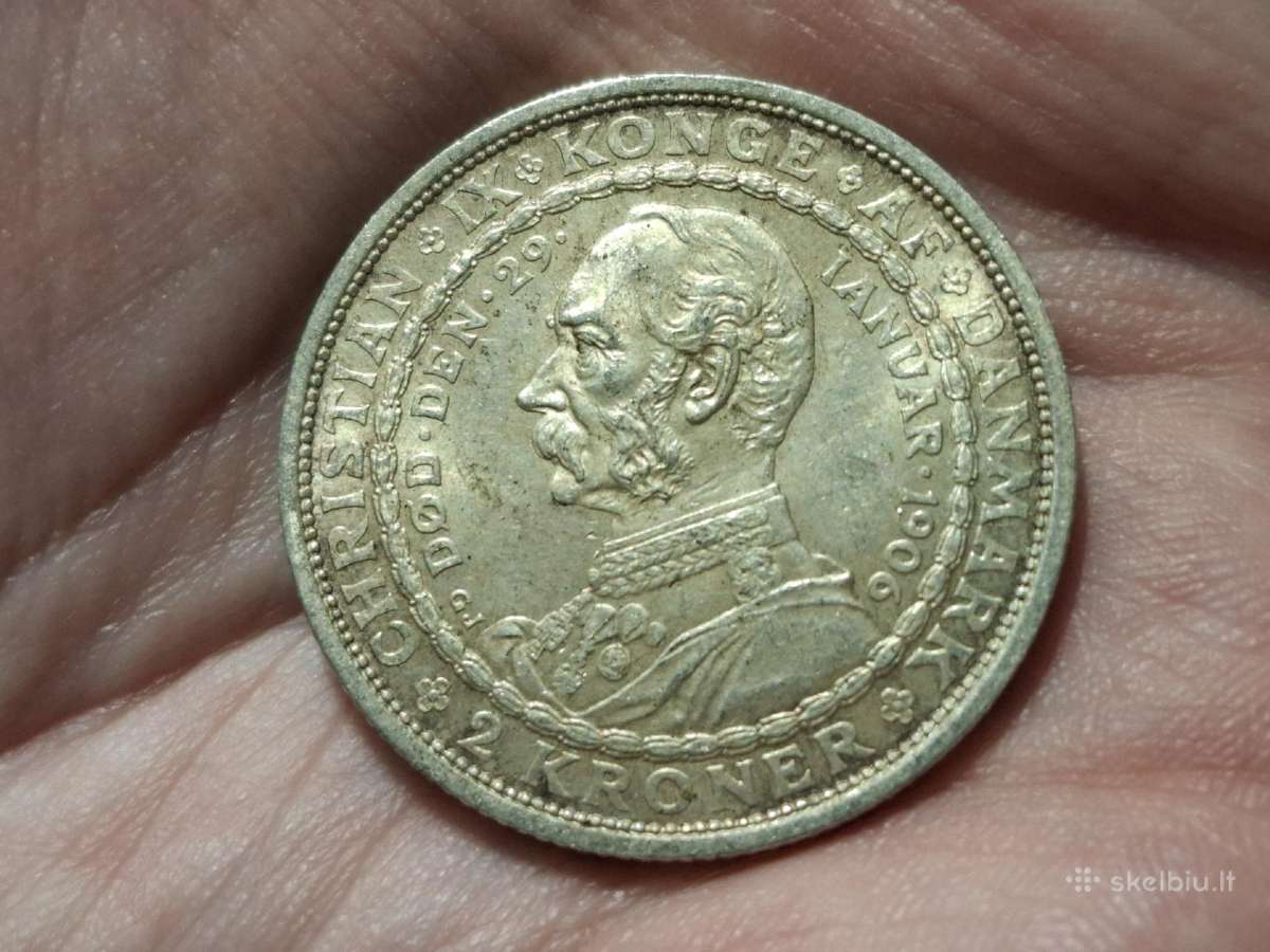 Danija 2 kronos 1906 sidabras proginė