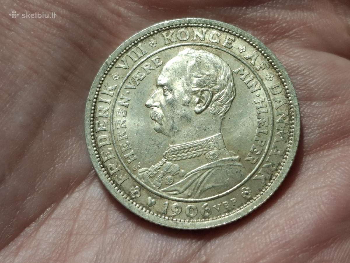 Danija 2 kronos 1906 sidabras proginė - nuotraukos Nr. 2