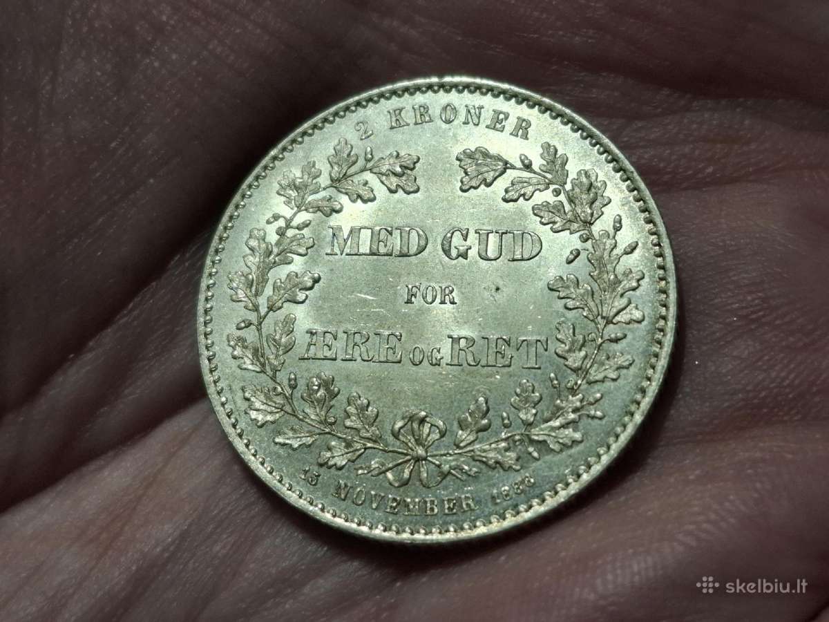 Danija 2 kronos 1888 sidabras proginė
