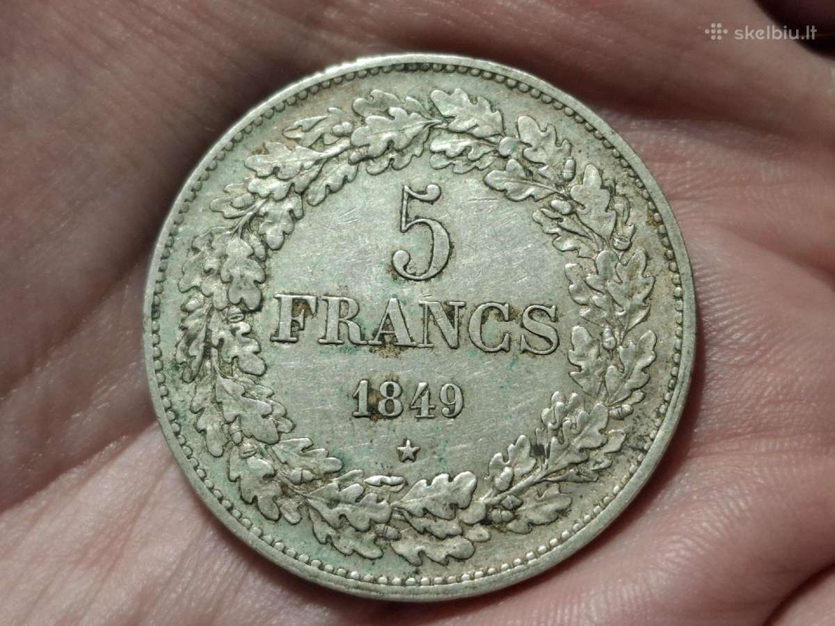 Belgija 5 frankai 1849 sidabras