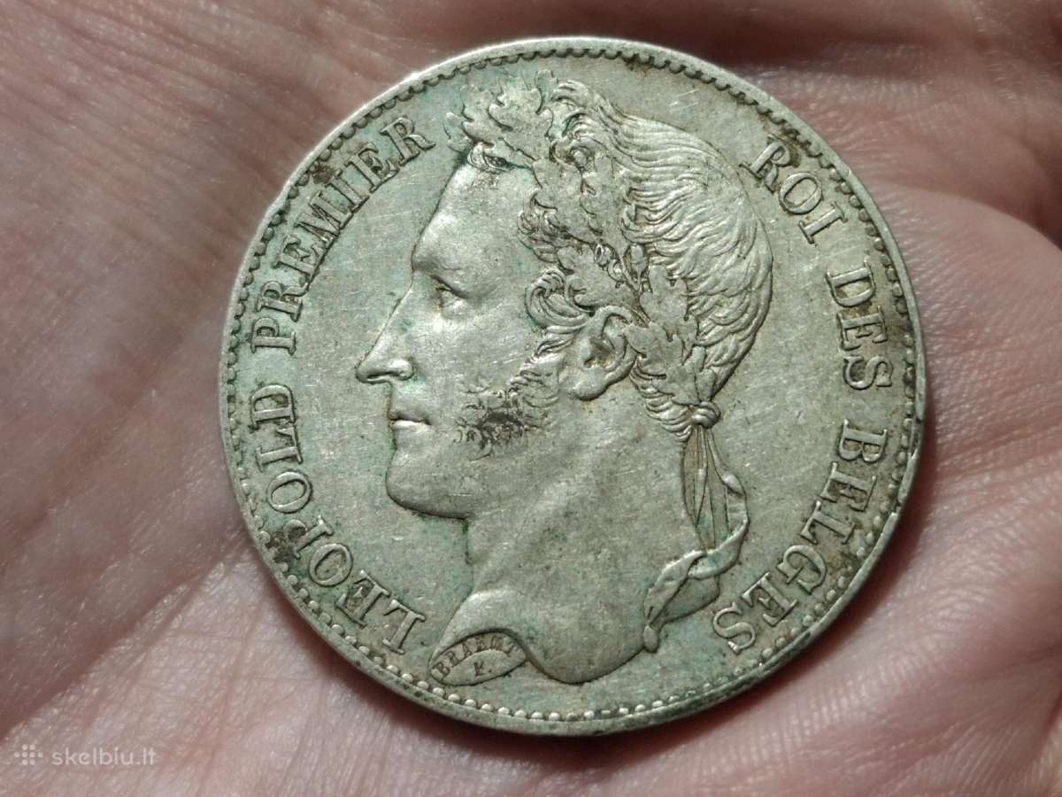 Belgija 5 frankai 1849 sidabras - nuotraukos Nr. 2