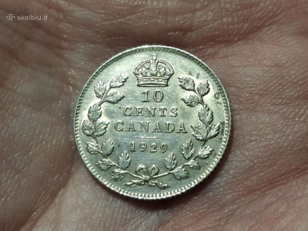 Kanada 10 centų 1929 sidabras