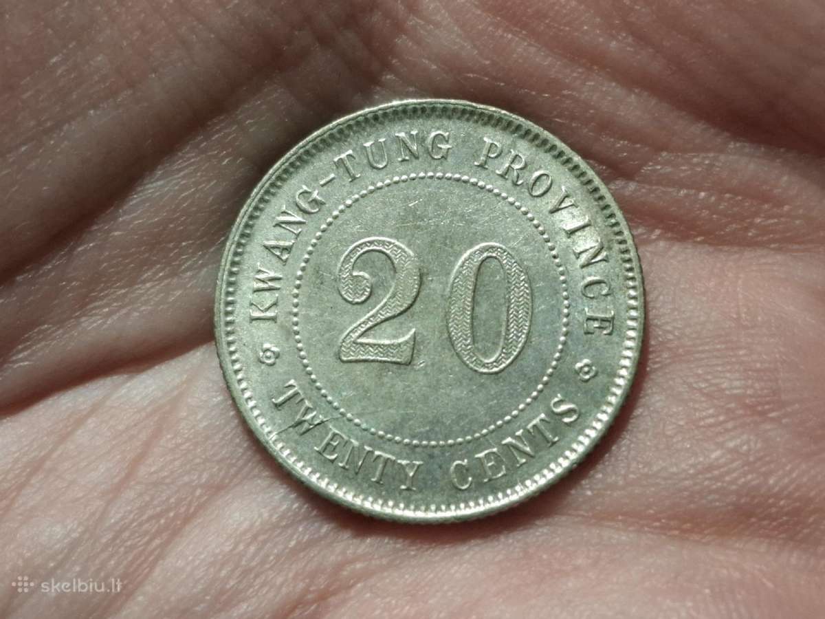 Kwang Tung 20 cents 1909 sidabras