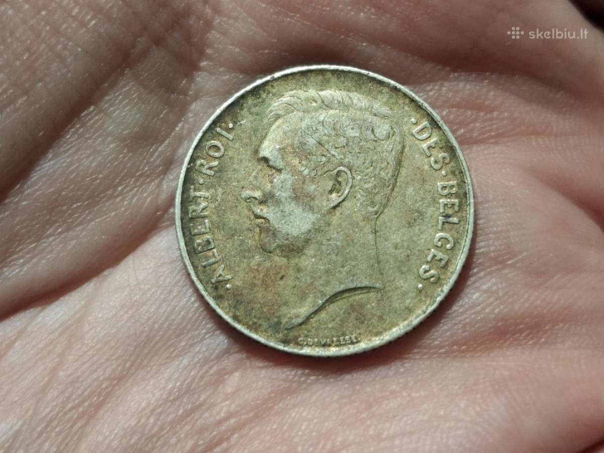 Belgija 1 frankas 1912 sidabras - nuotraukos Nr. 2