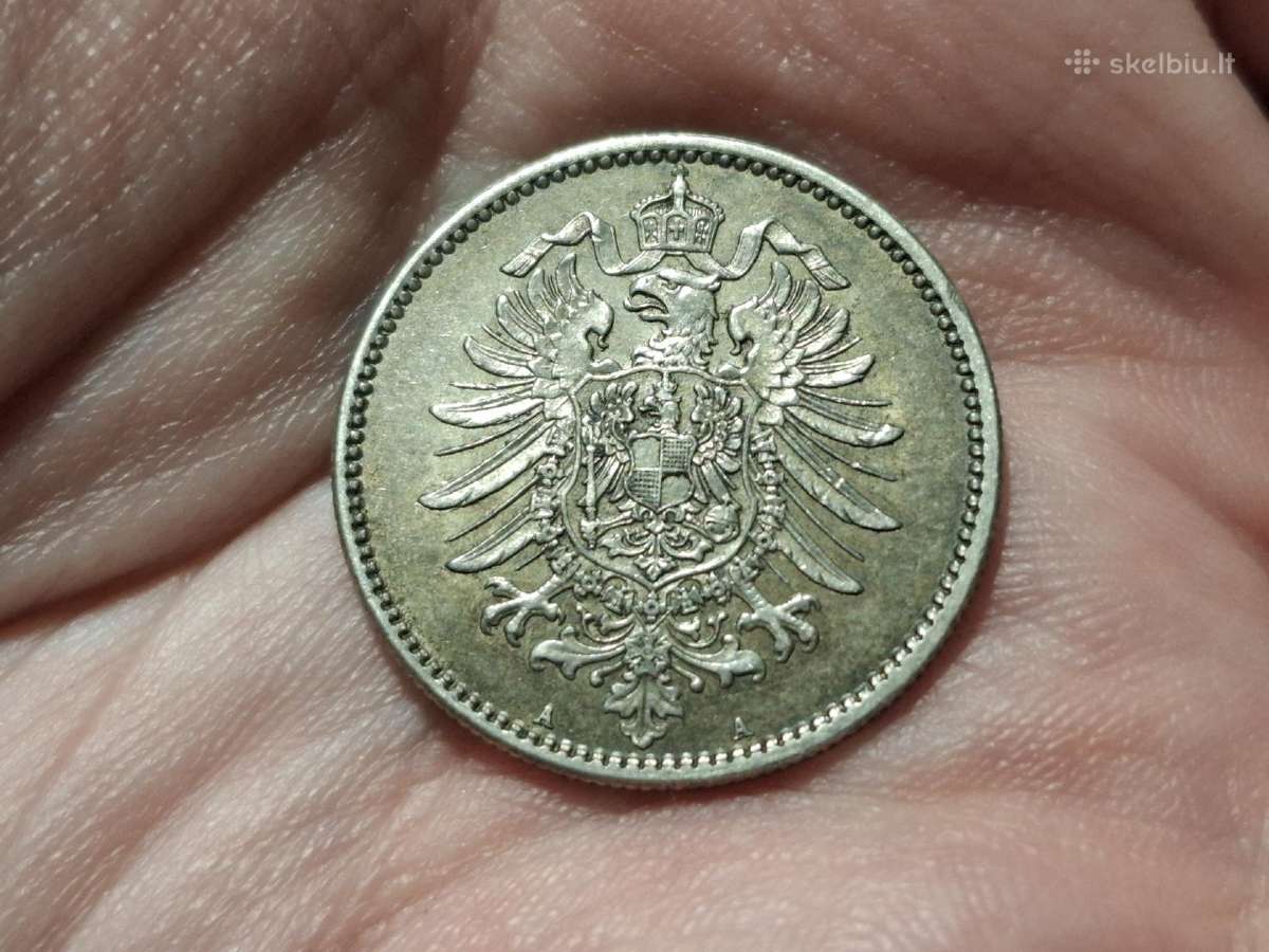 Prūsija 1 mark 1876 sidabras - nuotraukos Nr. 2