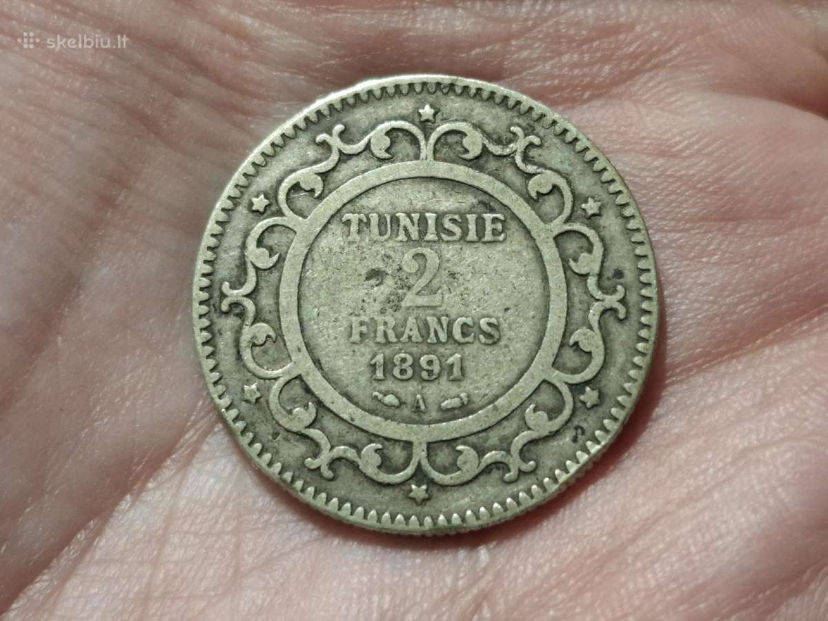 Tunisas 2 frankai 1891 sidabras