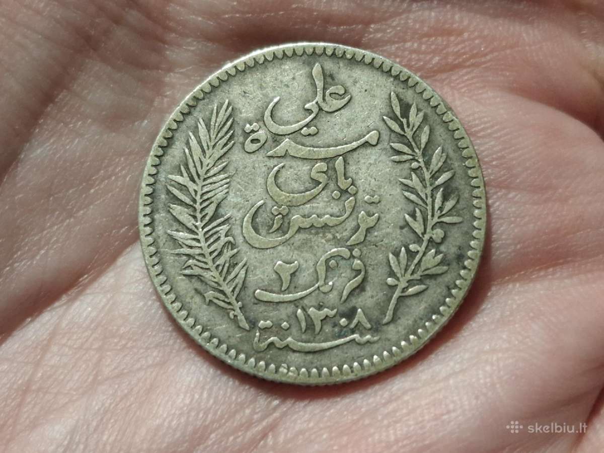 Tunisas 2 frankai 1891 sidabras - nuotraukos Nr. 2