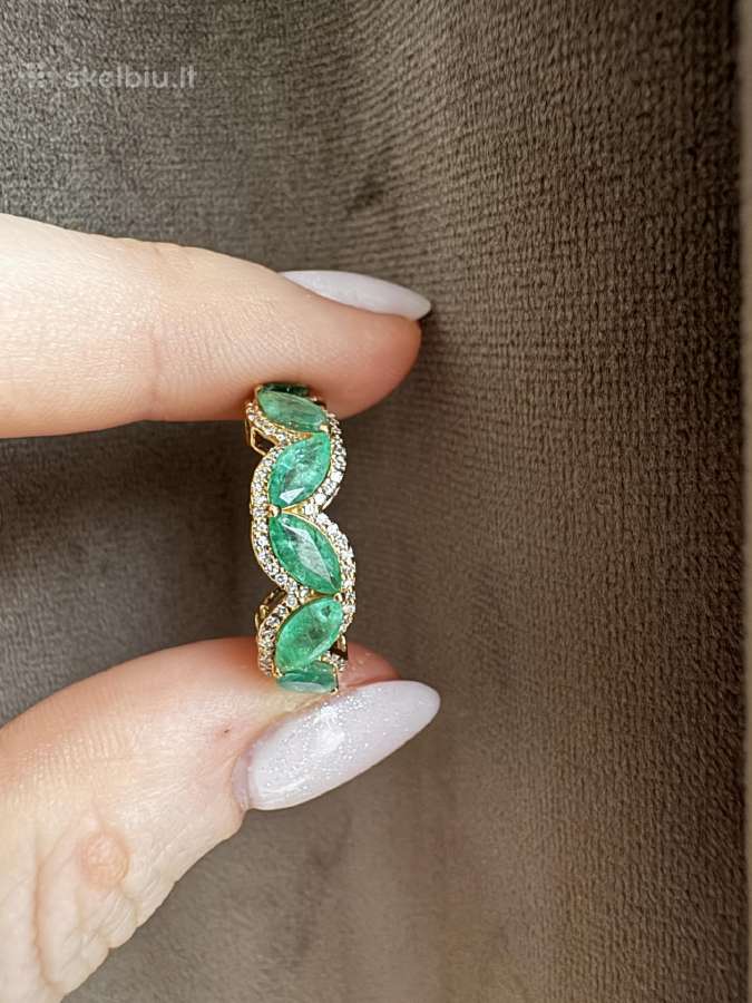 2,14ct žiedas su deimantais ir smaragdais - nuotraukos Nr. 3