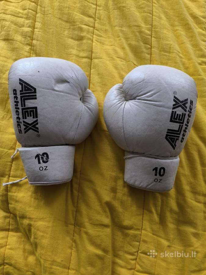 Baltos odinės pirštinės Alex athletics 10 oz