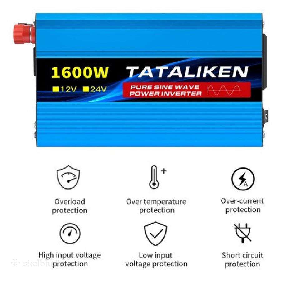 Tataliken pure sine inverteris, 12-220v,1600w(800w - nuotraukos Nr. 2