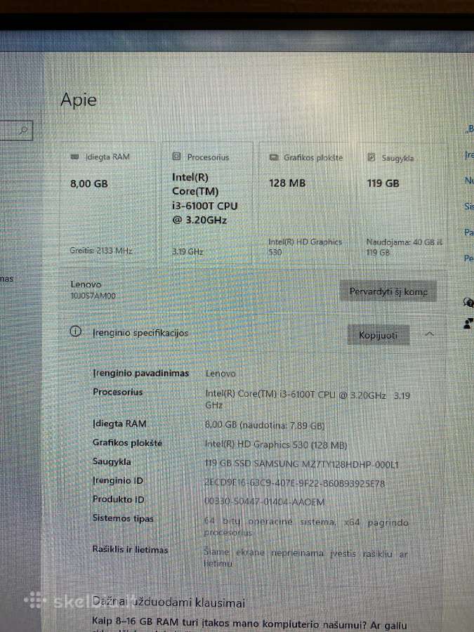 Lenovo Thinkcentre M700 Stalinis Kompiuteris - nuotraukos Nr. 2