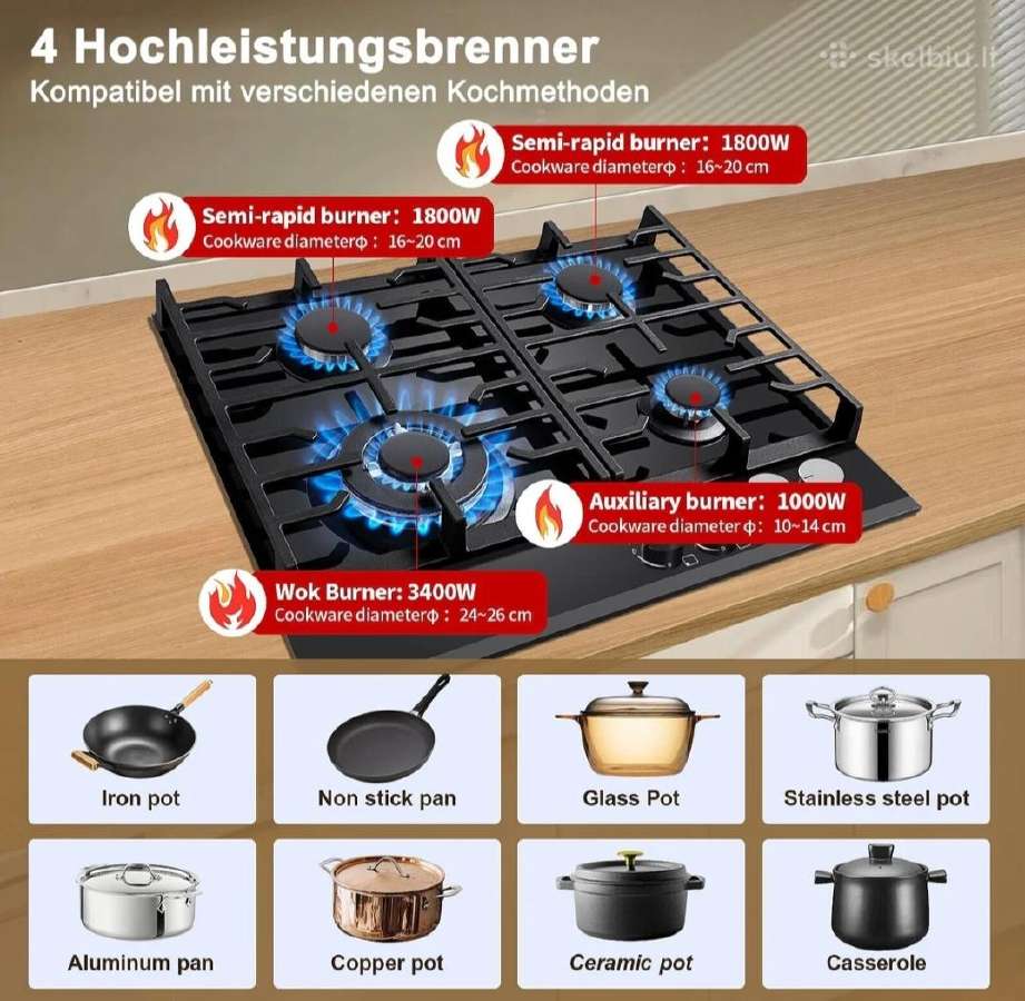 Topstrong 4 degiklių kaitlentė 58 cm NG/lpg - nuotraukos Nr. 12