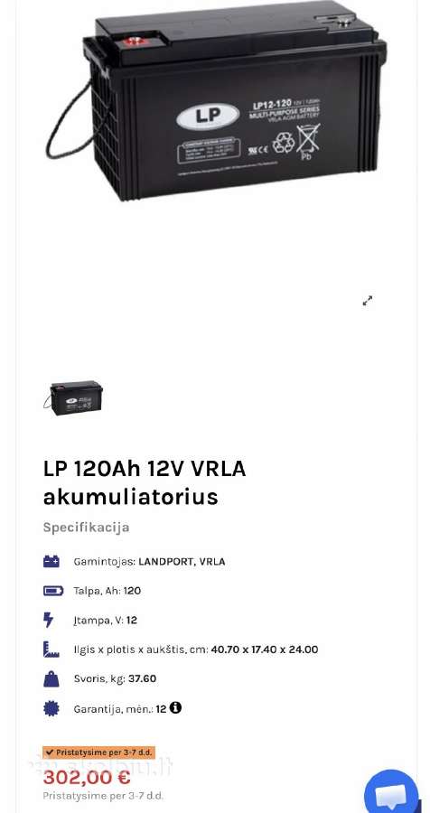 Vrla Tipo gilaus iškrovimo akumuliatorius 120ah