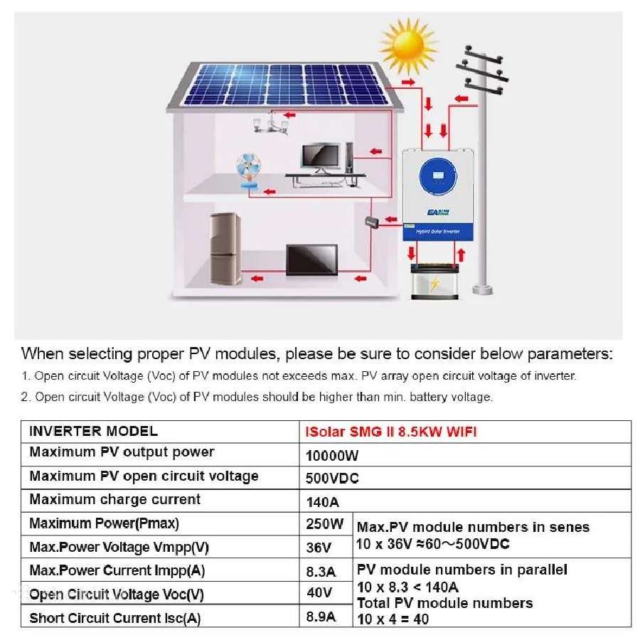 Vienfazis Easunpower 11kw Off Grid Inverter 160a - nuotraukos Nr. 4