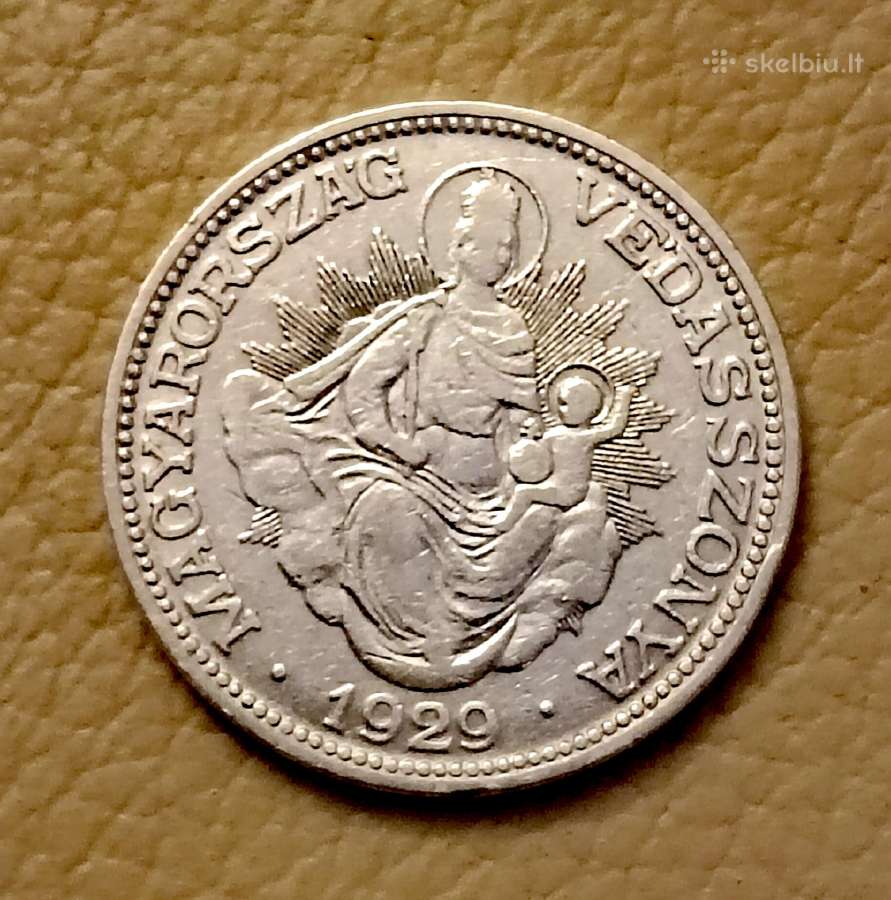Vengrijos 2 pengių (pengő) sidabrinė moneta 1929 m - nuotraukos Nr. 2