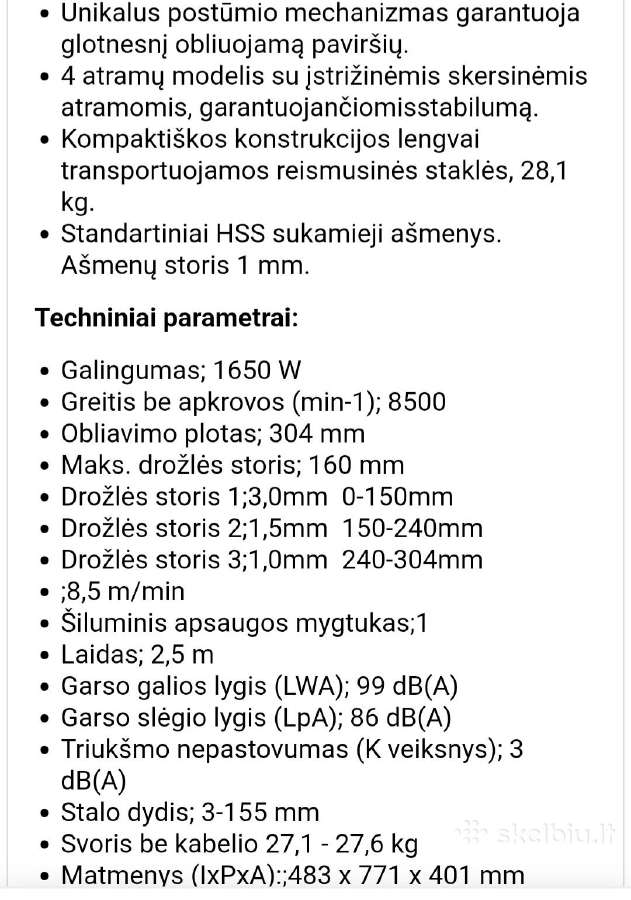 Mažai naudotos obliavimo staklės - nuotraukos Nr. 4