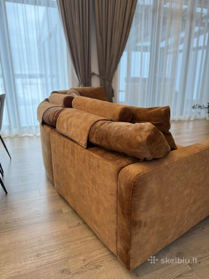 Didelė prabangi rudos/oranžinės spalvos sofa - nuotraukos Nr. 6