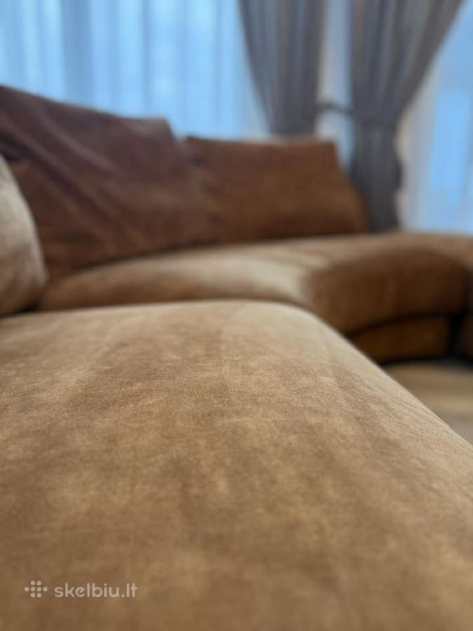 Didelė prabangi rudos/oranžinės spalvos sofa - nuotraukos Nr. 7