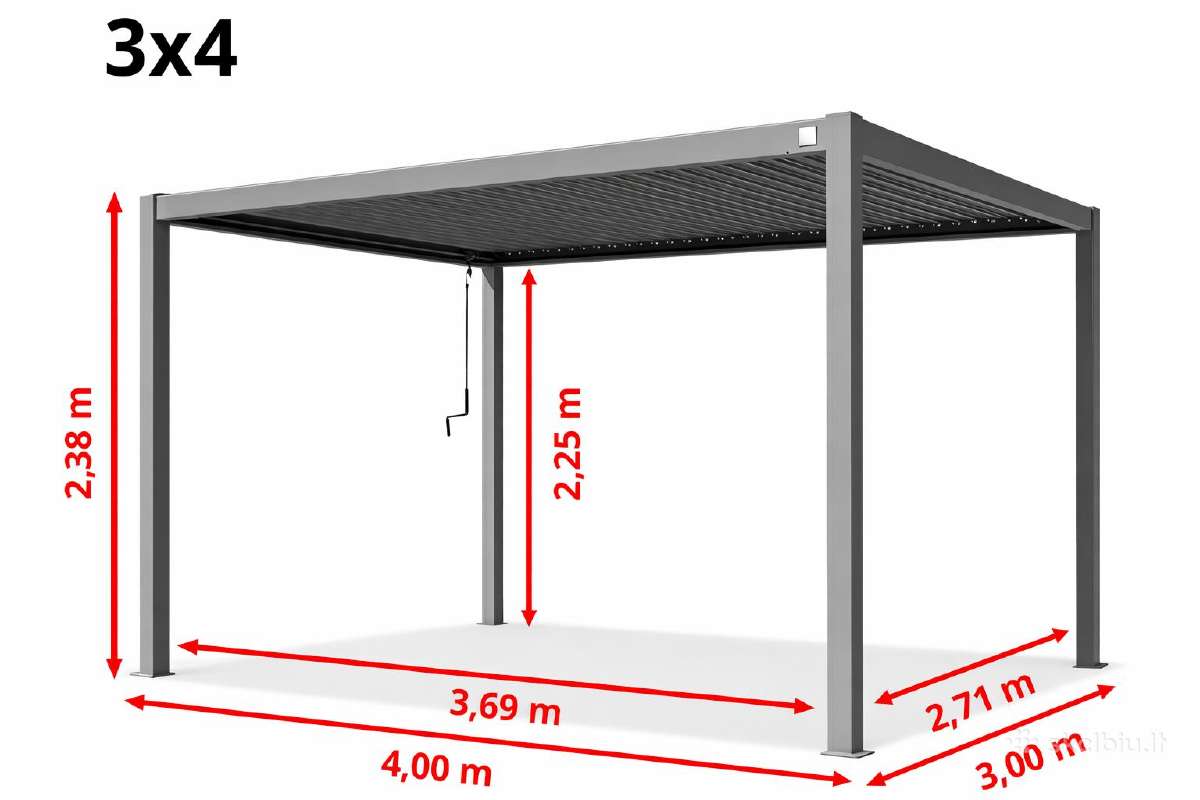 Moderni stoginė terasai 3x4 m pergola - nuotraukos Nr. 9