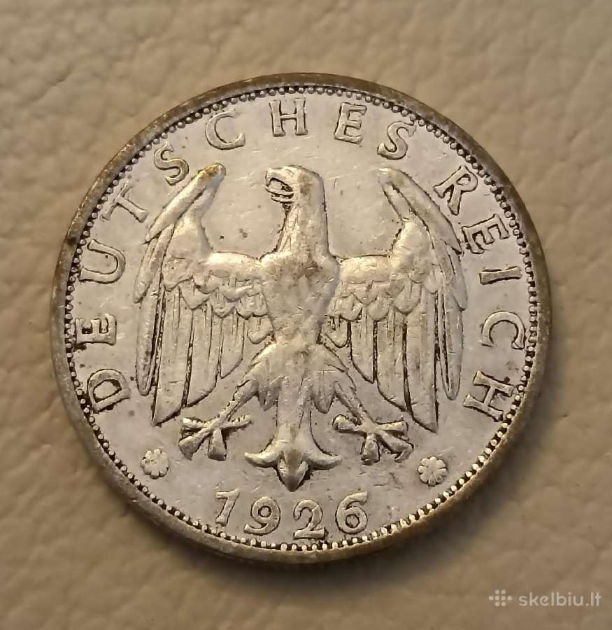 Sidabrinė Veimaro 2 Reichsmarkių moneta 1926 E - nuotraukos Nr. 2