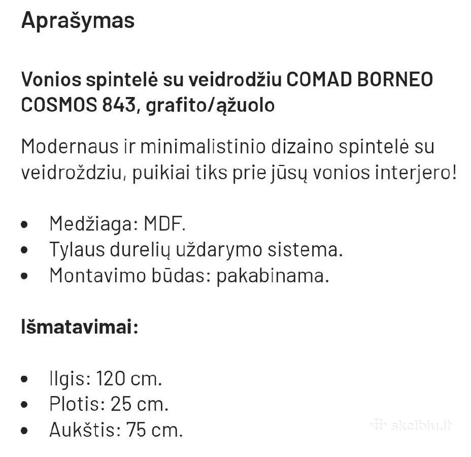 Vonios spintelė voniai ( pakabinama , su veidrod.) - nuotraukos Nr. 3