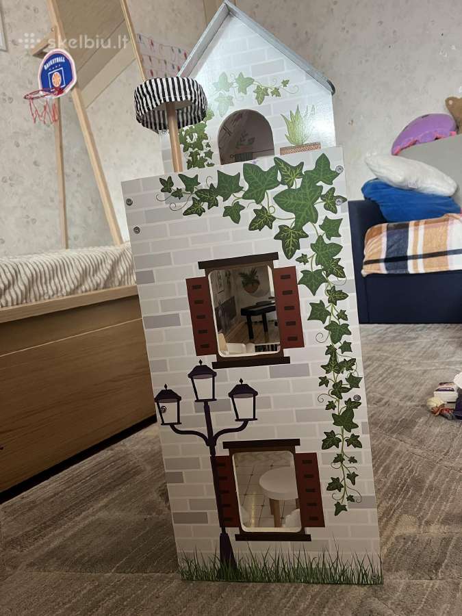 Medinis lėlių namelis su baldais ir LED - nuotraukos Nr. 2